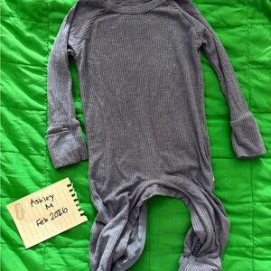 Little Sleepies Blue Ribbed Zippie 0-3